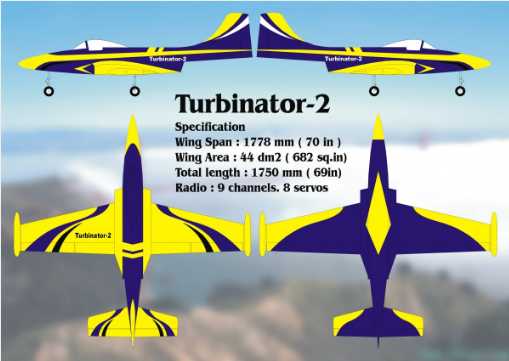 TURBINATOR 2 BLUE AND YELLOW 1778 mm Combo